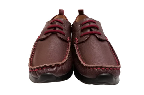 【arui_toe 3955BL ブルーレッド】本革コンフォートモカシンデッキシューズ